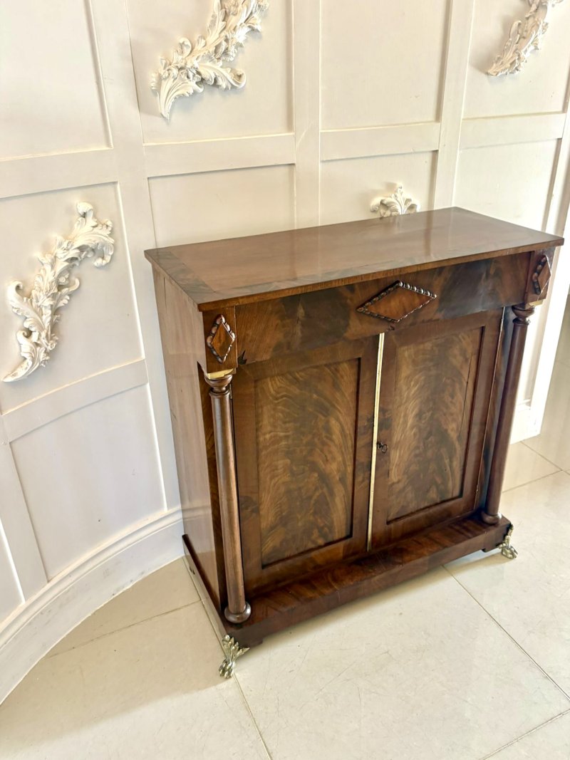 Fine Antique Regency Figured Mahogany Chiffonier Cabinet